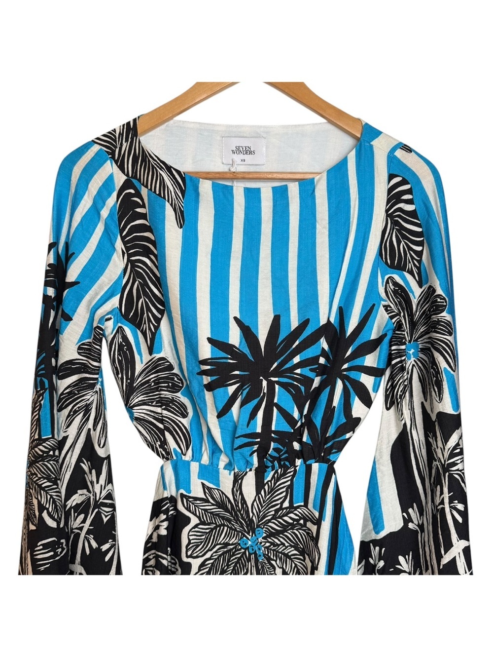 Seven Wonders Isla Mini Dress Tropez Blue Size XS Cutout Back Vacation Resort - Picture 6 of 16